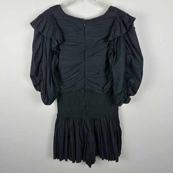 Sea New York Plus Size Black Tiered Puff Sleeve Romper Dress 14 - Picture 3 of 6